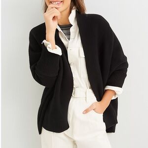 Polo Ralph Lauren 3/4 Sleeve Open Cardigan Black Wool‑Cashmere Blend, Women’s L